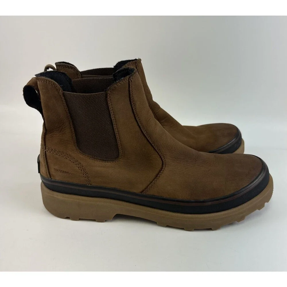 Sorel Caribou Chelsea Boots Pull On Brown Leather Waterproof NO INSERTS Mens 12